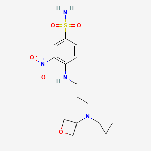 molecular formula C15H22N4O5S B8349363 4-(3-(Cyclopropyl(oxetan-3-yl)amino)propylamino)-3-nitrobenzenesulfonamide 