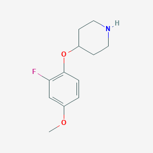 molecular formula C12H16FNO2 B8349422 4-(2-Fluoro-4-methoxyphenoxy)piperidine 
