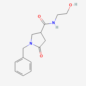 B8349511 N-(2-hydroxyethyl)-5-oxo-1-(phenylmethyl)-3-pyrrolidinecarboxamide CAS No. 91189-16-1