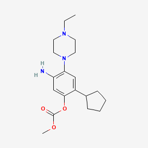 molecular formula C19H29N3O3 B8349545 5-Amino-2-cyclopentyl-4-(4-ethylpiperazin-1-yl)phenyl methyl carbonate 