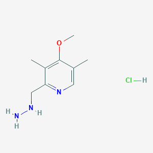 molecular formula C9H16ClN3O B8349597 [(4-Methoxy-3,5-dimethylpyridin-2-yl)methyl]-hydrazine hydrochloride 