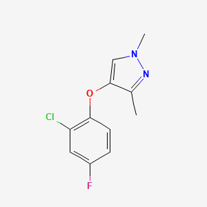 molecular formula C11H10ClFN2O B8349614 4-(2-chloro-4-fluorophenoxy)-1,3-dimethyl-1H-pyrazole 