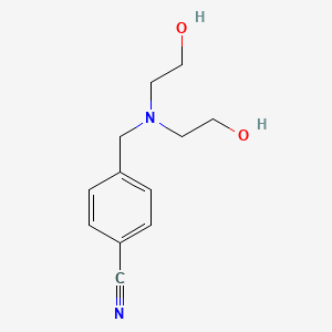 molecular formula C12H16N2O2 B8349629 4-{[Bis-(2-hydroxyethyl)-amino]-methyl)benzonitrile 