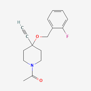 molecular formula C16H18FNO2 B8349639 1-{4-Ethynyl-4-[(2-fluorophenyl)methoxy]piperidin-1-yl}ethan-1-one CAS No. 88161-97-1