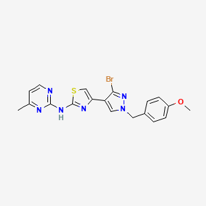molecular formula C19H17BrN6OS B8349647 4-(3-bromo-1-(4-methoxybenzyl)-1H-pyrazol-4-yl)-N-(4-methylpyrimidin-2-yl)thiazol-2-amine 