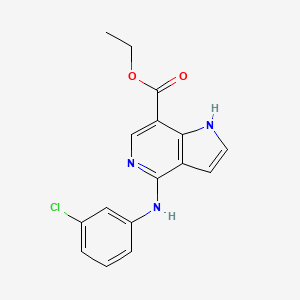 molecular formula C16H14ClN3O2 B8349727 Ethyl 4-[(3-chlorophenyl)amino]-1H-pyrrolo[3,2-c]pyridine-7-carboxylate 