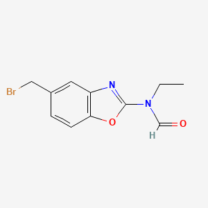 molecular formula C11H11BrN2O2 B8349742 5-bromomethyl-2-(N-ethylformamido)benzoxazole 