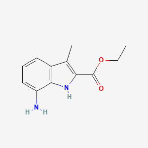 molecular formula C12H14N2O2 B8349763 ethyl 7-amino-3-methyl-1H-indole-2-carboxylate 