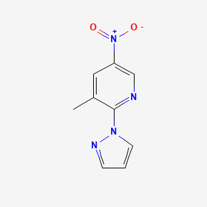 molecular formula C9H8N4O2 B8349868 3-methyl-5-nitro-2-(1H-pyrazol-1-yl)pyridine 