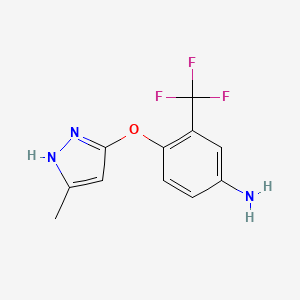 molecular formula C11H10F3N3O B8349869 3-(4-Amino-2-trifluoromethylphenyloxy)-5-methylpyrazole 