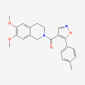 molecular formula C22H22N2O4 B8349874 6,7-Dimethoxy-2-{[5-(4-methylphenyl)isoxazol-4-yl]carbonyl}-1,2,3,4-tetrahydroisoquinoline 