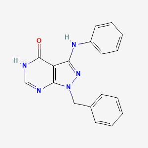molecular formula C18H15N5O B8349877 1-Benzyl-4-hydroxy-3-phenylamino-pyrazolo[3,4-d]-pyrimidine 