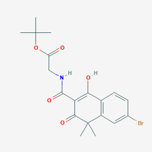 molecular formula C19H22BrNO5 B8350044 1,1-Dimethylethyl N-((7-bromo-4-hydroxy-1,1-dimethyl-2-oxo-naphthalen-3-yl)carbonyl)glycinate 