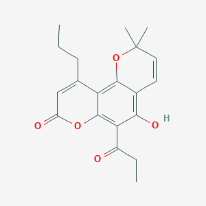 B8350058 5-Hydroxy-2,2-dimethyl-6-propionyl-10-propyl-2H,8H-pyrano[2,3-f]chromen-8-one CAS No. 166983-61-5