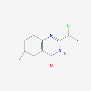 molecular formula C12H17ClN2O B8350077 2-(1-Chloroethyl)-6,6-dimethyl-5,6,7,8-tetrahydroquinazolin-4-ol 