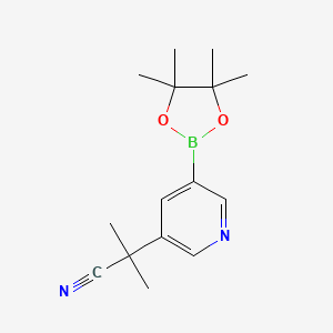 molecular formula C15H21BN2O2 B8350180 2-Methyl-2-(5-(4,4,5,5-tetramethyl-1,3,2-dioxaborolan-2-yl)pyridin-3-yl)propanenitrile 