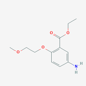 molecular formula C12H17NO4 B8350269 5-Amino-2-(2-methoxyethoxy)-benzoic acid ethyl ester 