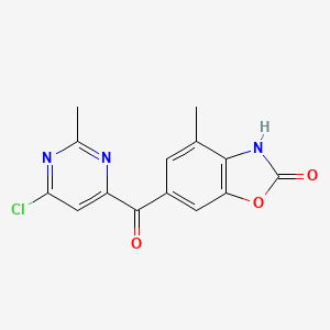 molecular formula C14H10ClN3O3 B8350310 6-(6-chloro-2-methyl-pyrimidine-4-carbonyl)-4-methyl-3H-benzoxazol-2-one 