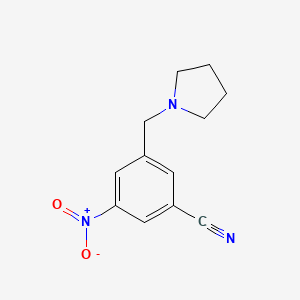 molecular formula C12H13N3O2 B8350334 3-Nitro-5-(pyrrolidin-1-ylmethyl)benzonitrile 