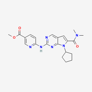 molecular formula C21H24N6O3 B8350378 methyl 6-(7-cyclopentyl-6-(dimethylcarbamoyl)-7H-pyrrolo[2,3-d]pyrimidin-2-ylamino)nicotinate 
