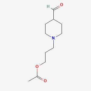 molecular formula C11H19NO3 B8350420 3-(4-Formylpiperidin-1-yl)propyl acetate 