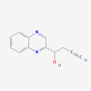 molecular formula C12H10N2O B8350439 1-Quinoxalin-2-yl-but-3-yn-1-ol 