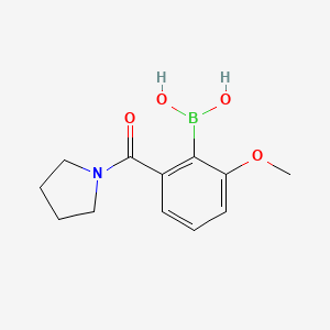 molecular formula C12H16BNO4 B8350520 2-Methoxy-6-(pyrrolidine-1-carbonyl)phenylboronic acid 