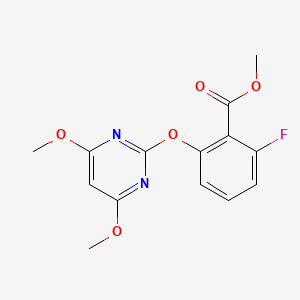 molecular formula C14H13FN2O5 B8350553 Methyl 2-(4,6-dimethoxypyrimidin-2-yl)oxy-6-fluorobenzoate 