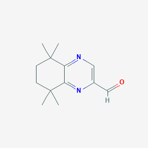 molecular formula C13H18N2O B8350565 5,6,7,8-Tetrahydro-5,5,8,8-tetramethylquinoxaline-2-carbaldehyde 