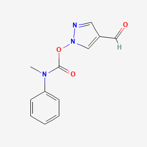 molecular formula C12H11N3O3 B8350605 Methyl-phenyl-carbamic Acid 4-formyl-pyrazol-1-yl Ester 