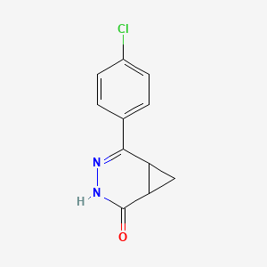 molecular formula C11H9ClN2O B8350652 2-(p-Chlorophenyl)-3,4-diaza-bicyclo[4.1.0]hept-2-en-5-one 