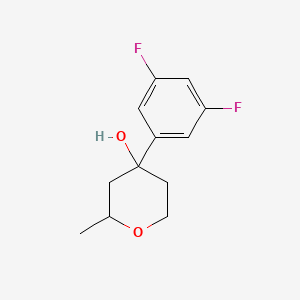 molecular formula C12H14F2O2 B8350654 (2RS,4SR)-4-(3,5-difluorophenyl)-4-hydroxy-2-methyltetrahydropyran 