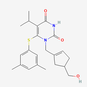 6-(3,5-Dimethylphenyl)sulfanyl-1-[[4-(hydroxymethyl)cyclopenten-1-yl]methyl]-5-isopropyl-pyrimidine-2,4-dione