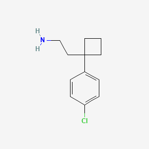 molecular formula C12H16ClN B8351076 2-[1-(4-Chlorophenyl)cyclobutyl]ethylamine 