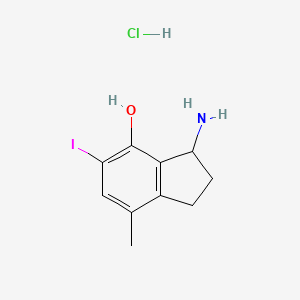 molecular formula C10H13ClINO B8351179 1-Amino-7-hydroxy-6-iodo-4-methylindane hydrochloride 