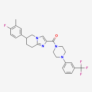 [6-(4-Fluoro-3-methylphenyl)-5,6,7,8-tetrahydroimidazo[1,2-a]pyridin-2-yl]{4-[3-(trifluoromethyl)phenyl]piperazino}methanone
