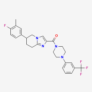 molecular formula C26H26F4N4O B8351277 [6-(4-Fluoro-3-methylphenyl)-5,6,7,8-tetrahydroimidazo[1,2-a]pyridin-2-yl]{4-[3-(trifluoromethyl)phenyl]piperazino}methanone 