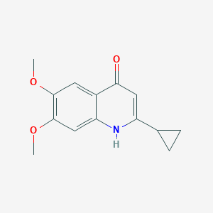 molecular formula C14H15NO3 B8351321 2-cyclopropyl-6,7dimethoxy-4(1H)-quinolone 