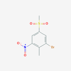 molecular formula C8H8BrNO4S B8351324 1-Bromo-5-methanesulfonyl-2-methyl-3-nitro-benzene 