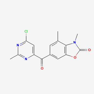 molecular formula C15H12ClN3O3 B8351362 6-(6-chloro-2-methyl-pyrimidine-4-carbonyl)-3,4-dimethyl-3H-benzoxazol-2-one 