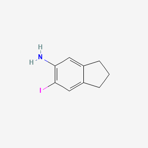 molecular formula C9H10IN B8351369 6-Iodoindan-5-amine 