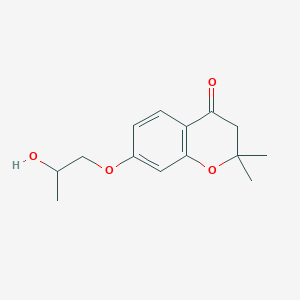 molecular formula C14H18O4 B8351425 7-(2-Hydroxy-n-propoxy)-2,2-dimethyl-4-chromanone 