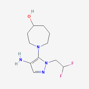 molecular formula C11H18F2N4O B8351453 1-(4-amino-1-(2,2-difluoroethyl)-1H-pyrazol-5-yl)azepan-4-ol 
