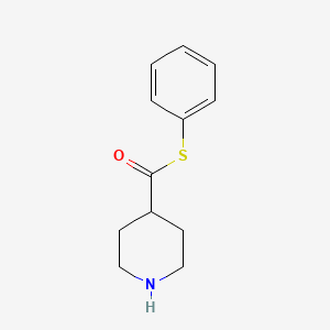 molecular formula C12H15NOS B8351472 Piperidine-4-carbothioic acid S-phenyl ester 