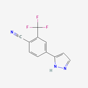 molecular formula C11H6F3N3 B8351734 4-(1H-pyrazol-5-yl)-2-(trifluoromethyl)benzonitrile 