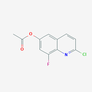 molecular formula C11H7ClFNO2 B8352004 2-Chloro-8-fluoroquinolin-6-yl acetate 