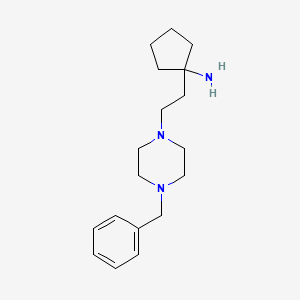 molecular formula C18H29N3 B8352019 1-[2-(4-Benzyl-1-piperazinyl)ethyl]cyclopentylamine 