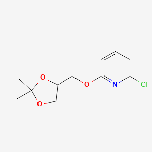 molecular formula C11H14ClNO3 B8352089 2-Chloro-6[(2,2-dimethyl-1,3-dioxolan-4-yl)methoxy]pyridine 