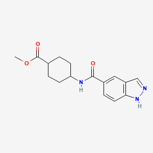 molecular formula C16H19N3O3 B8352191 methyl 4-[(1H-indazol-5-ylcarbonyl)amino]cyclohexanecarboxylate 