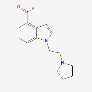 molecular formula C15H18N2O B8352274 1-[2-(Pyrrolidin-1-yl)ethyl]indole-4-carbaldehyde 